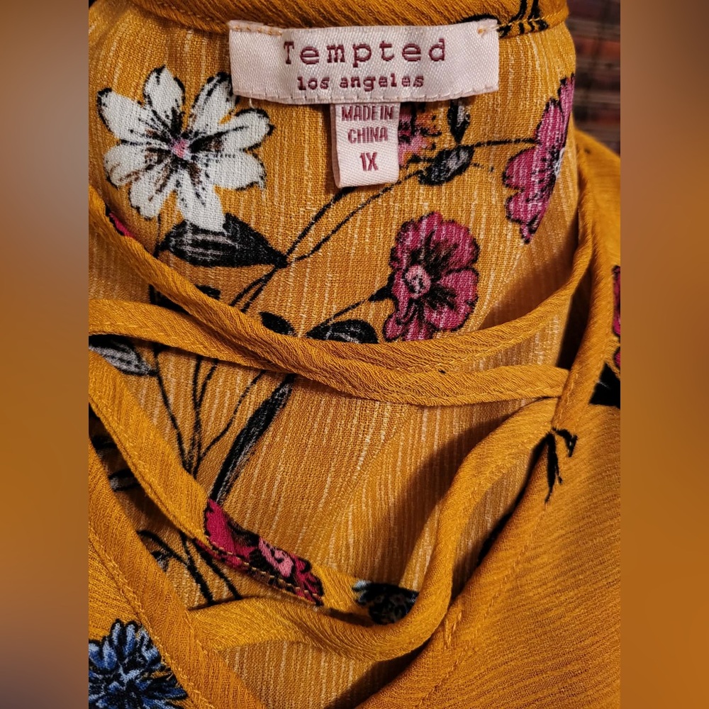 Tempted Mustard Floral Blouse - Picture 2 of 5